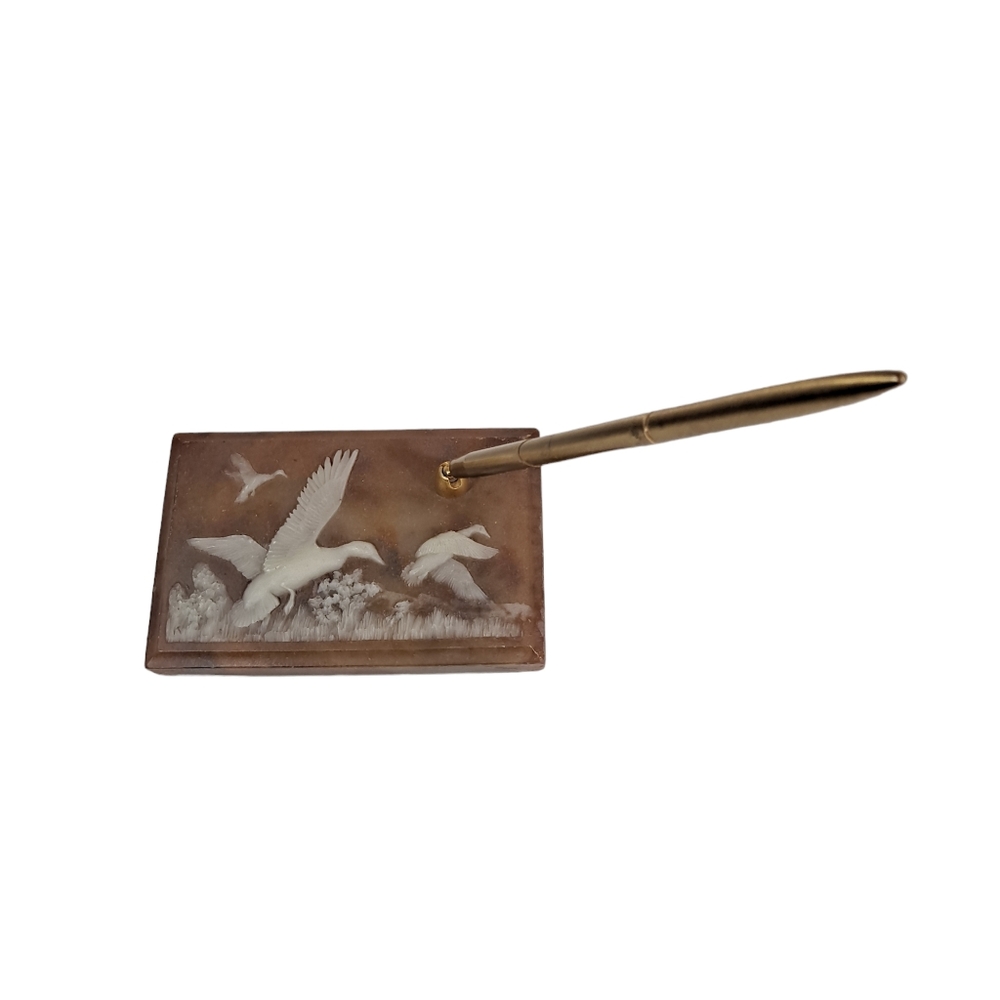 Vintage Designed Gifts Intern 'L Carved Sandstone Duck Desk Pen Holder READ